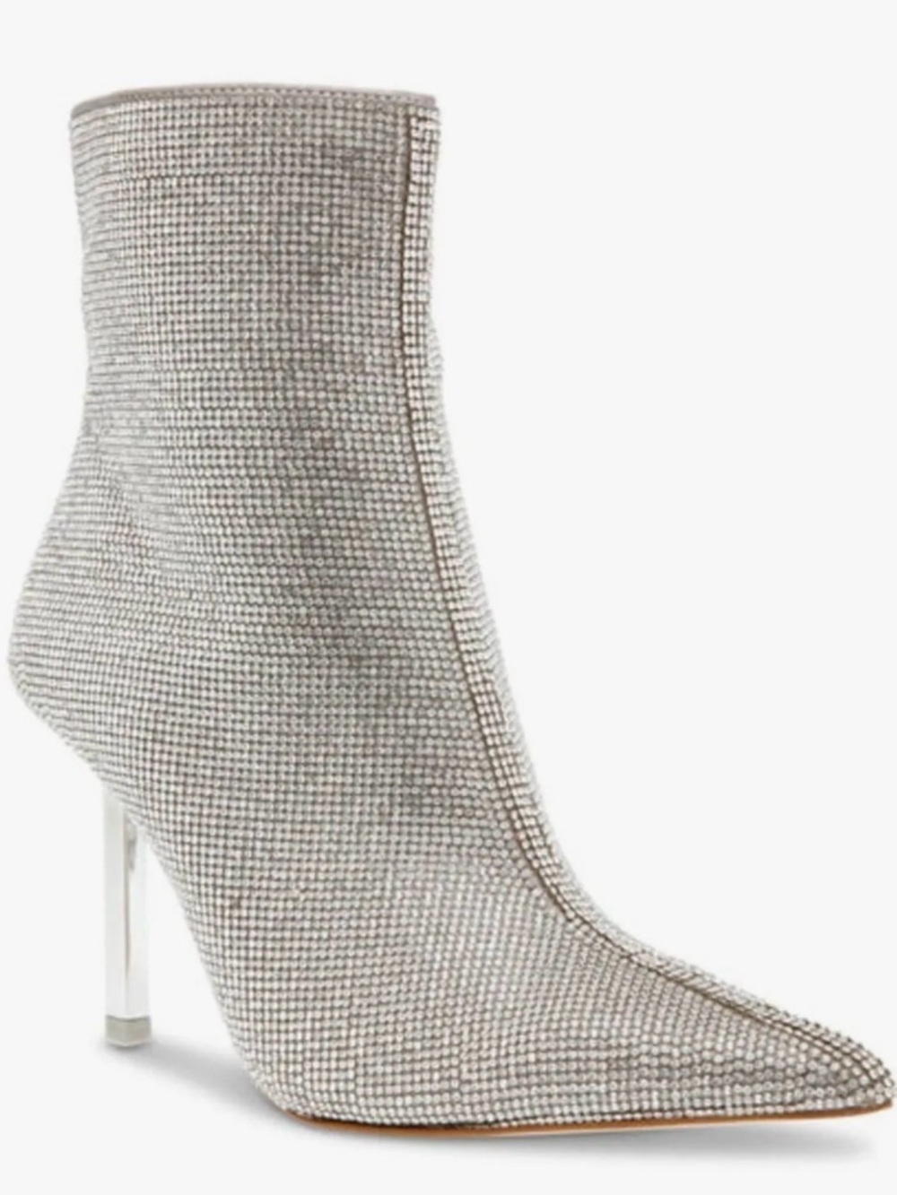 Steve Madden Silver Crystal Pointed-Toe Ankle Boot